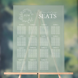 Sage Green Leafy Crest Monogram Weddenschap Acryl Bord