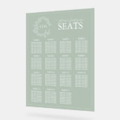 Sage Green Leafy Crest Monogram Weddenschap Acryl Bord (Hoek)