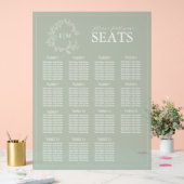 Sage Green Leafy Crest Monogram Weddenschap Acryl Bord (Huwelijk)