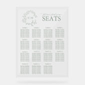 Sage Green Leafy Crest Monogram Weddenschap Acryl Bord (Voorkant)