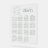 Sage Green Leafy Crest Monogram Weddenschap Acryl Bord (Hoek)
