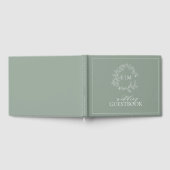 Sage Green Leafy Crest Monogram Weddenschap Boek (Volledig)