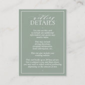 Sage Green Leafy Crest Monogram Weddenschap Informatiekaartje (Achterkant)