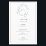 Sage Green Leafy Crest Monogram Weddenschap Menu<br><div class="desc">Creëer de perfecte receptie. We houden van deze trendy, moderne sage groene trouwmenu van 5, 5 x 8, 5 inch! Eenvoudig, elegant, en oh-zo-, hij is voorzien van een handgetekende leafy grot die een modern huwelijksmonogram omringt. Het is gepersonaliseerd in elegante typografie, en geaccentueerd met hand-briefed kalligrafie. Tot slot wordt...</div>