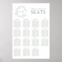 Sage Green Leafy Crest Monogram Weddenschap