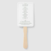 Sage Green Leafy Crest Monogram Wedding Programme Handwaaier (Achterkant)