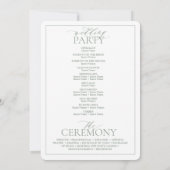 Sage Green Leafy Crest Monogram Wedding Programme Kaart (Achterkant)
