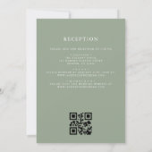 Sage Green Leafy Crest Monogram Wedding QR-code Kaart (Achterkant)