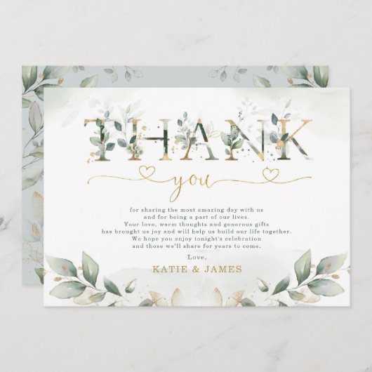 Sage Green Leafy Eucalyptus Weddenschap Hartelijk  Kaart (Voorkant / Achterkant)