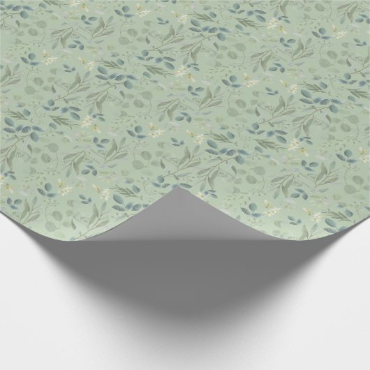 Sage Green Leafy Greenery Eucalyptus Wedding Cadeaupapier (Hoek)