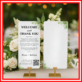 Sage Green Leaves Bedankt Welkom QR Code Kaarten