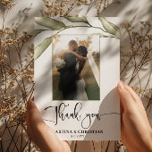 Sage Green Leaves Bruiloft Dank u kaart