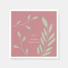 Sage Green Leaves Dusty Roos Namen Datum Bruiloft