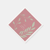 Sage Green Leaves Dusty Roos Namen Datum Bruiloft Servet (Hoek)