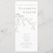 Sage Green Leaves en Berries Wedding Programme (Voorkant)