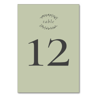 Sage Green Leaves en Berries Wedding Table Number Kaart