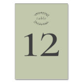 Sage Green Leaves en Berries Wedding Table Number Kaart (Achterkant)