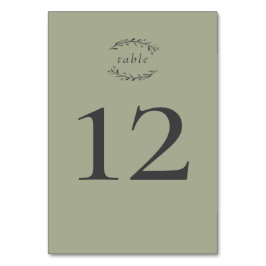 Sage Green Leaves en Berries Wedding Table Number Kaart
