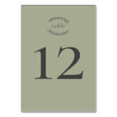 Sage Green Leaves en Berries Wedding Table Number Kaart (Achterkant)