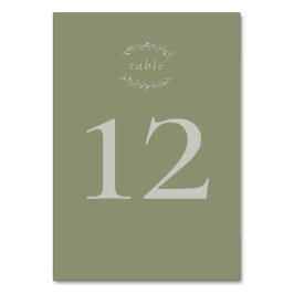 Sage Green Leaves en Berries Wedding Table Number Kaart
