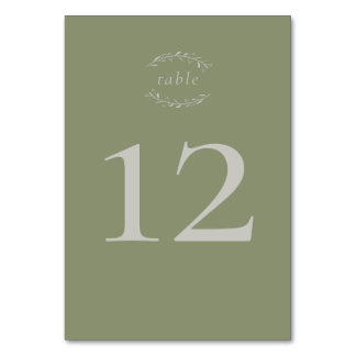 Sage Green Leaves en Berries Wedding Table Number Kaart