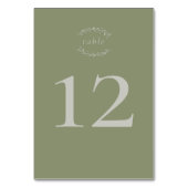 Sage Green Leaves en Berries Wedding Table Number Kaart (Achterkant)