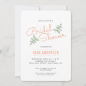 Sage Green Leaves en Coral Vrijgezellenfeest Invit Kaart (Voorkant)