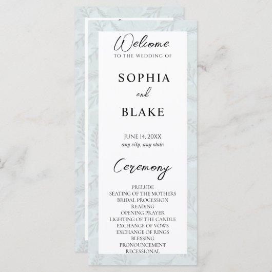 Sage Green Leaves en Foliage Wedding Programme (Voorkant / Achterkant)