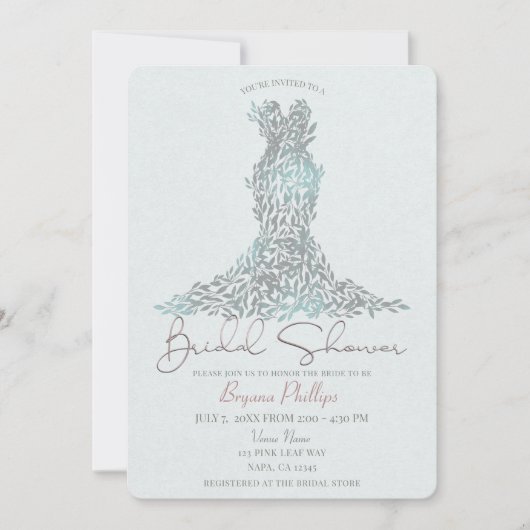 Sage Green Leaves Glam Dress Modern Vrijgezellenfe Kaart (Voorkant)