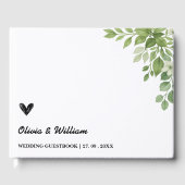Sage Green Leaves Greenery Bloemen Huwelijk Gastenboek (Voorkant)
