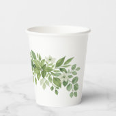 Sage Green Leaves Greenery Monogram Huwelijk Papieren Bekers (Achterkant)