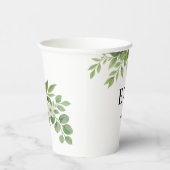 Sage Green Leaves Greenery Monogram Huwelijk Papieren Bekers (Rechts)