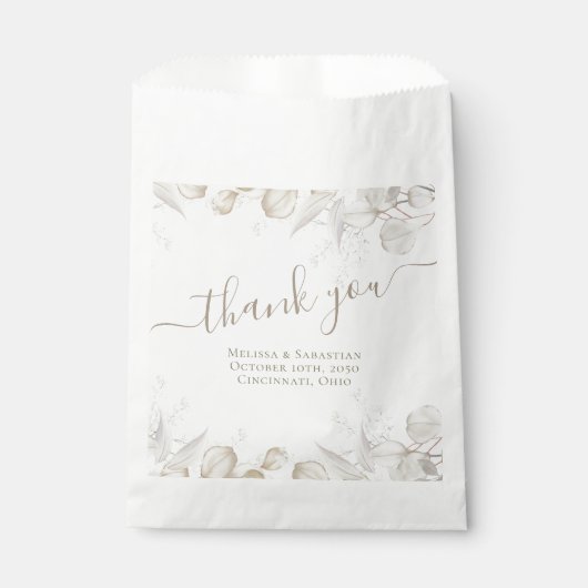 Sage Green Leaves Huwelijksgunst Traktatie Bedankzakje (Voorkant)