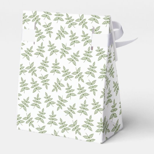 Sage Green Leaves Pattern Dank je wel Bedankdoosjes (Achterkant)