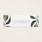 Sage Green Leaves Wedding Website RSVP Mini Visitekaartjes (Voorkant)