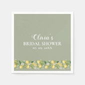 Sage Green Lemon Bridal Shower Party Napkins Servet (Voorkant)
