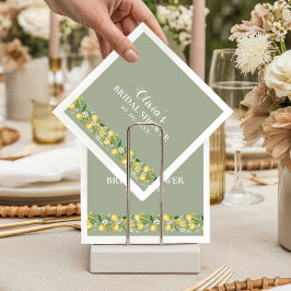 Sage Green Lemon Bridal Shower Party Napkins Servet