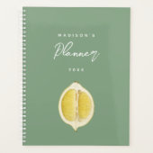 Sage Green & Lemon Script Modern Planner Diary (Voorkant)