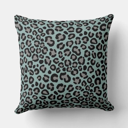Sage Green Leopard Pattern Girly Cheetah Print Kussen (Achterkant)