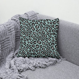 Sage Green Leopard Pattern Girly Cheetah Print Kussen