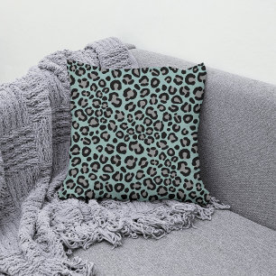 Sage Green Leopard Pattern Girly Cheetah Print Kussen