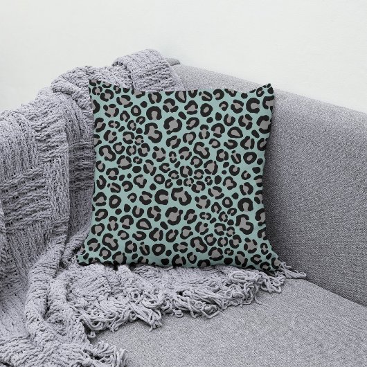 Sage Green Leopard Pattern Girly Cheetah Print Kussen