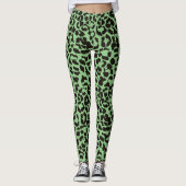 Sage green Leopard Safari Print Leggings (Voorkant)