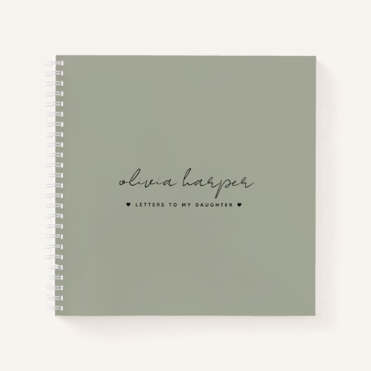 Sage Green Letters naar Mijn Daughter Memory Keepo Notitieboek (Voorkant)