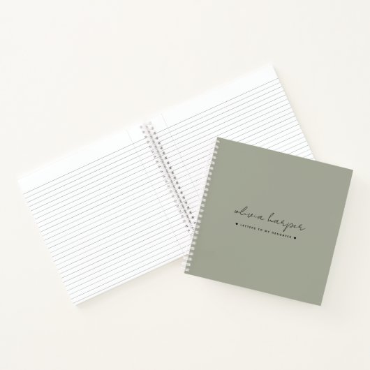 Sage Green Letters naar Mijn Daughter Memory Keepo Notitieboek (Binnen)