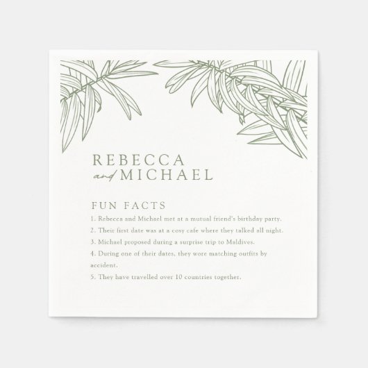 Sage Green Leuke Feiten Eenvoudige Botanische Servet (Voorkant)