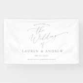 Sage Green Light Green Welcome to Our Wedding 1 Spandoek (Horizontaal)