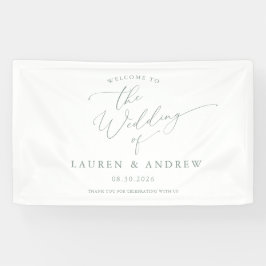 Sage Green Light Green Welcome to Our Wedding 1 Spandoek