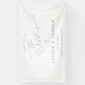 Sage Green Light Green Welcome to Our Wedding 1 Spandoek (Verticaal)