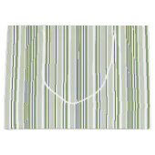 Sage Green (Light, Medium, Dark) and White Stripes Groot Cadeauzakje (Voorkant)